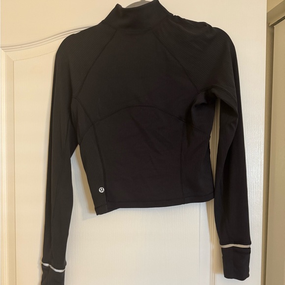 lululemon athletica Black Rulu Cropped Half Zip Long Sleeve - Picture 3 of 4